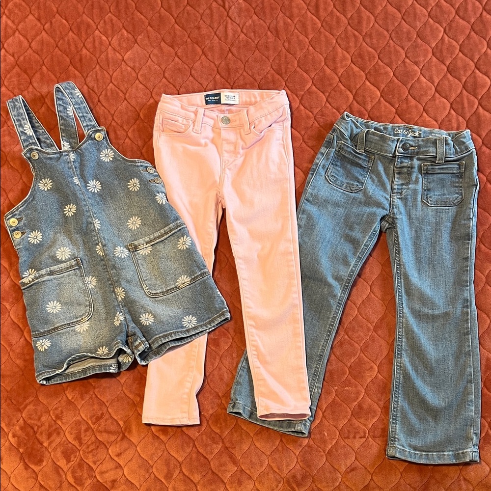 Stylish Kids Denim and Pink Pants Set